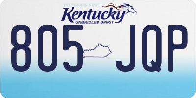 KY license plate 805JQP