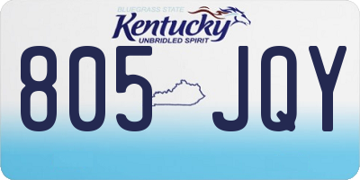 KY license plate 805JQY