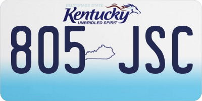 KY license plate 805JSC