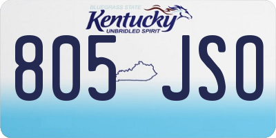 KY license plate 805JSO