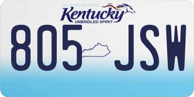 KY license plate 805JSW