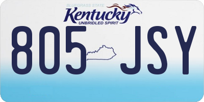 KY license plate 805JSY