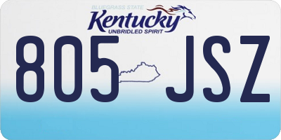 KY license plate 805JSZ