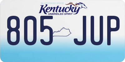 KY license plate 805JUP