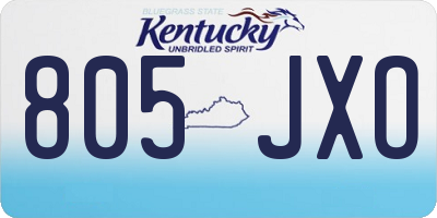KY license plate 805JXO