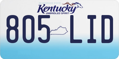 KY license plate 805LID