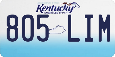 KY license plate 805LIM
