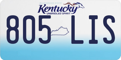 KY license plate 805LIS