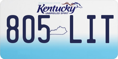 KY license plate 805LIT