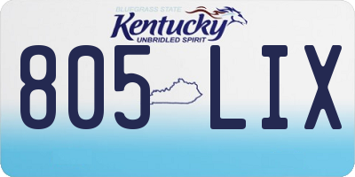 KY license plate 805LIX