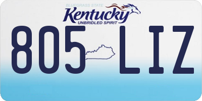 KY license plate 805LIZ