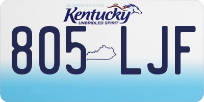 KY license plate 805LJF