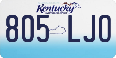 KY license plate 805LJO