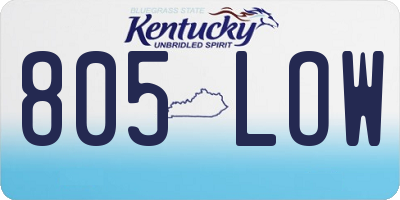KY license plate 805LOW