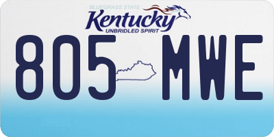 KY license plate 805MWE