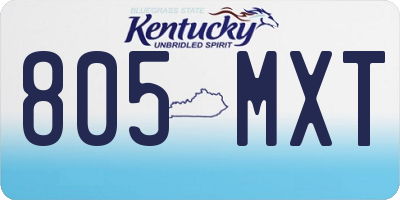 KY license plate 805MXT