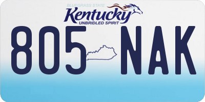 KY license plate 805NAK