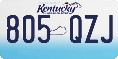 KY license plate 805QZJ