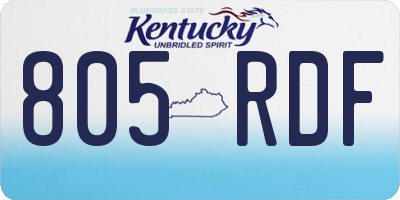 KY license plate 805RDF