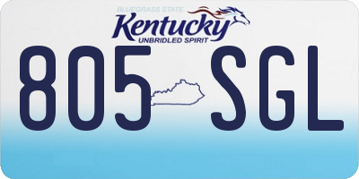 KY license plate 805SGL