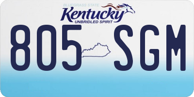KY license plate 805SGM