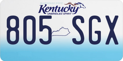 KY license plate 805SGX