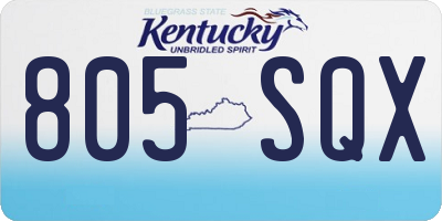 KY license plate 805SQX