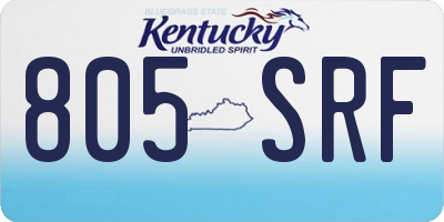 KY license plate 805SRF