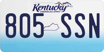 KY license plate 805SSN