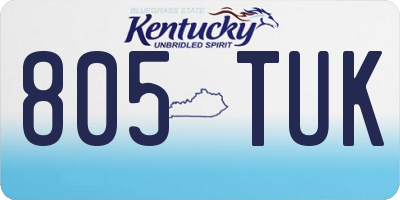 KY license plate 805TUK