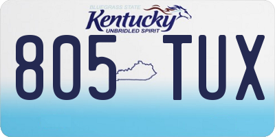 KY license plate 805TUX