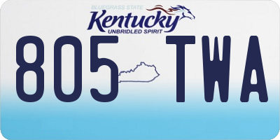 KY license plate 805TWA