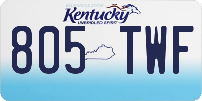 KY license plate 805TWF
