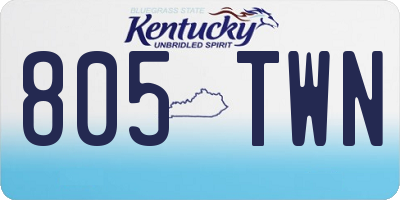 KY license plate 805TWN