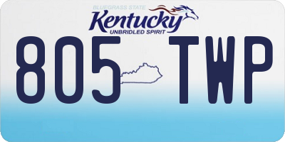 KY license plate 805TWP