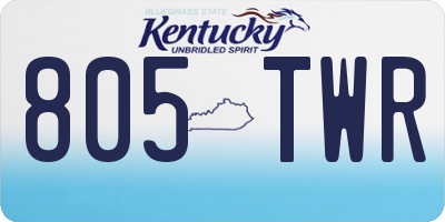 KY license plate 805TWR