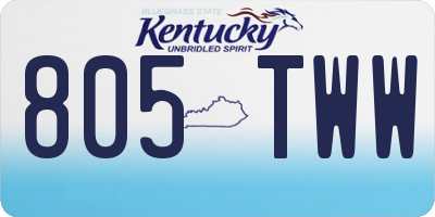 KY license plate 805TWW