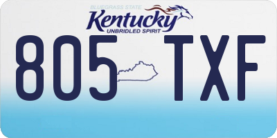 KY license plate 805TXF