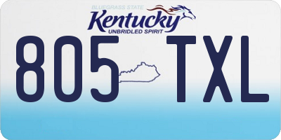 KY license plate 805TXL
