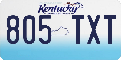 KY license plate 805TXT