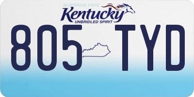 KY license plate 805TYD