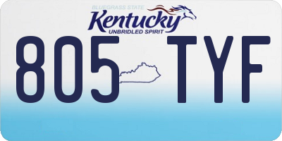KY license plate 805TYF