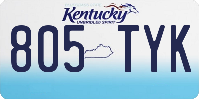 KY license plate 805TYK