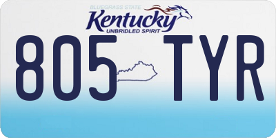 KY license plate 805TYR