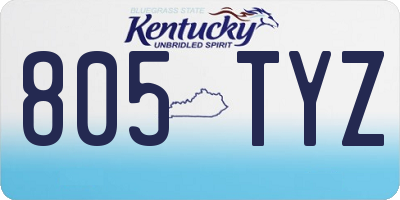 KY license plate 805TYZ