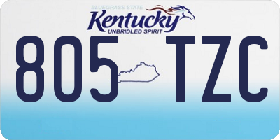 KY license plate 805TZC