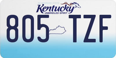 KY license plate 805TZF