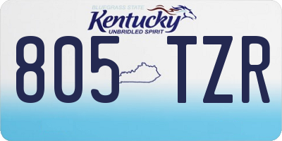 KY license plate 805TZR