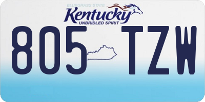 KY license plate 805TZW