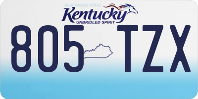 KY license plate 805TZX